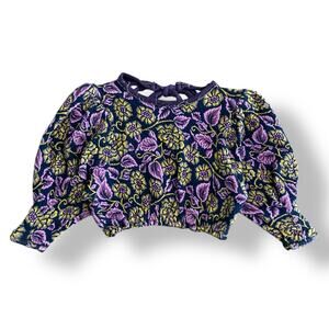 Free People No Ordinary Black Floral Reversible Top Womens Size S Purple Black